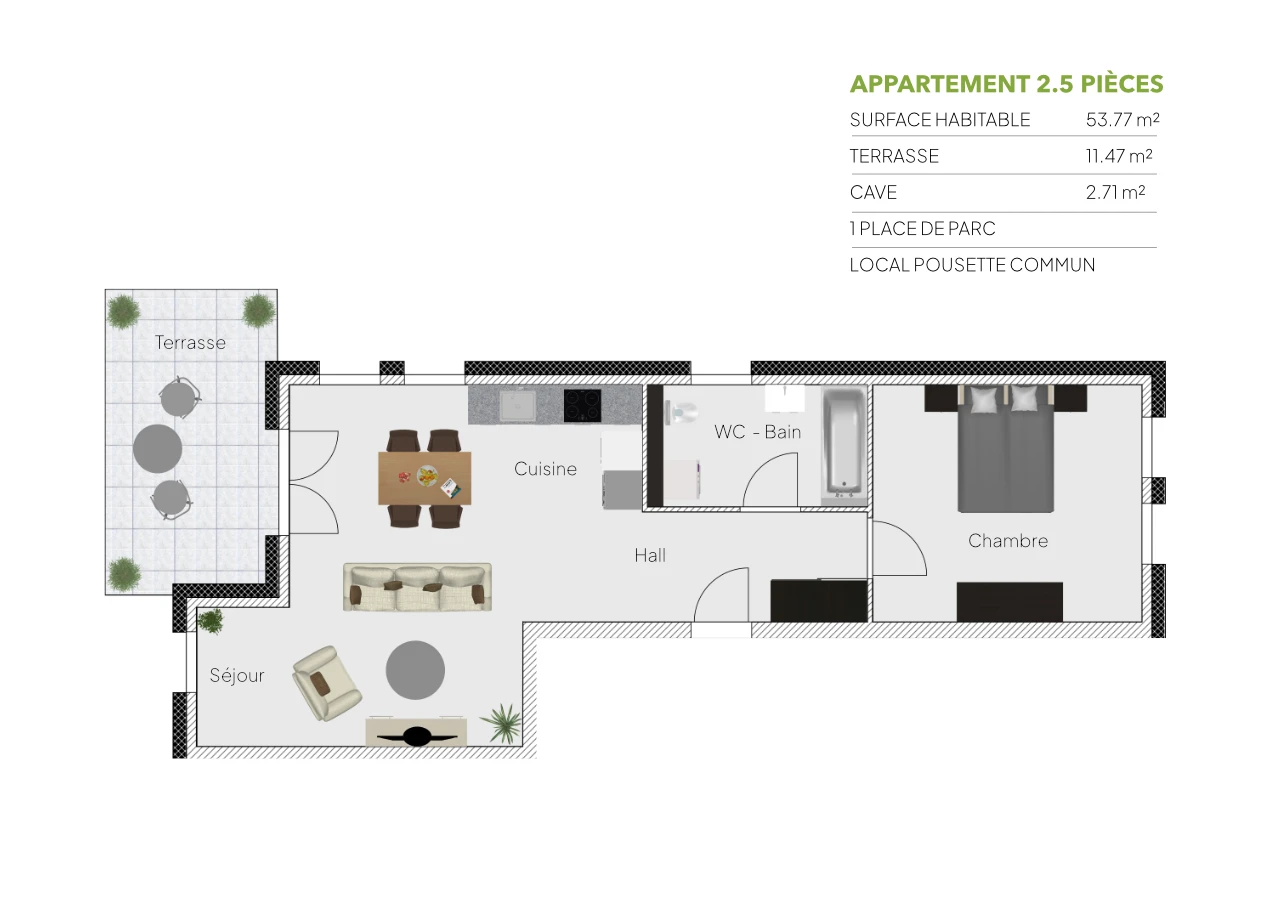 Plan 2.5 pièces / REZ