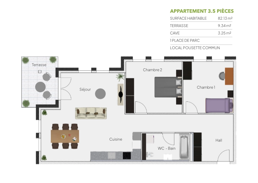 Plan 3.5 pièces / REZ