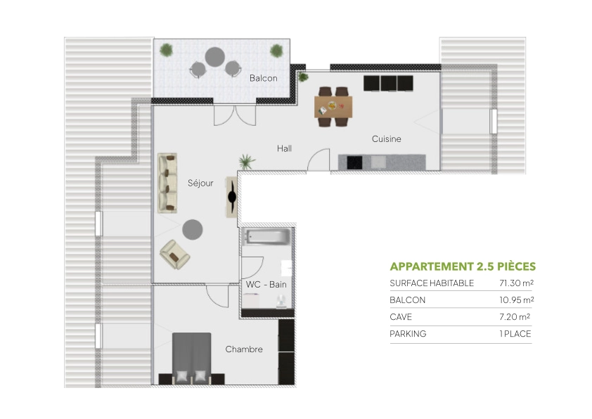 Plan 2.5 pièces / Combles