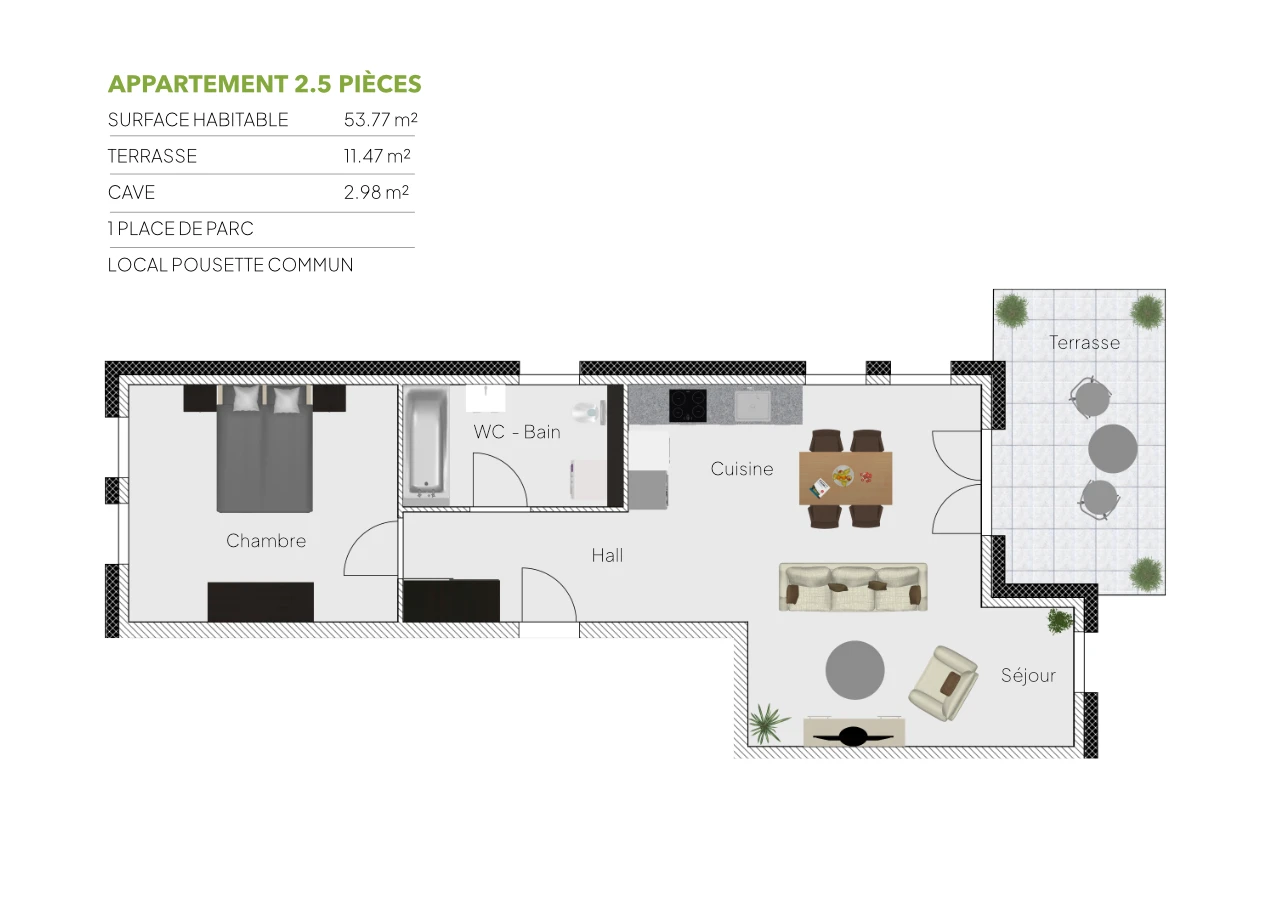 Plan 2.5 pièces / REZ