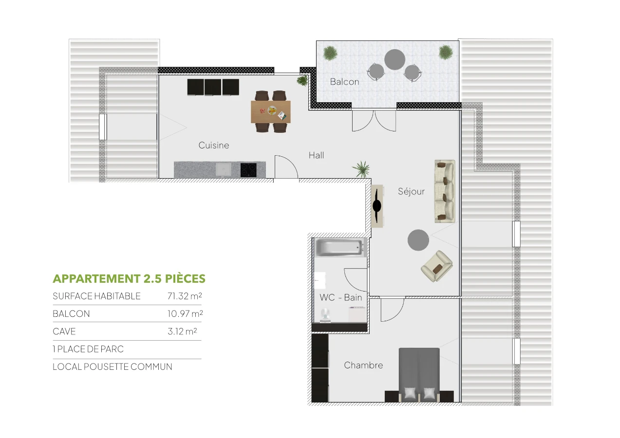 Plan 2.5 pièces / Combles