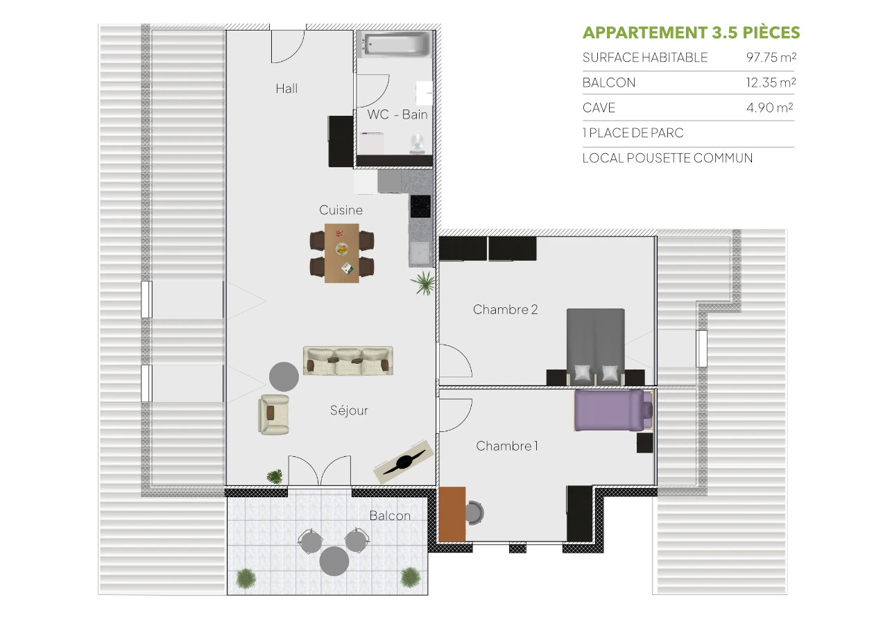 Plan 3.5 pièces / Combles