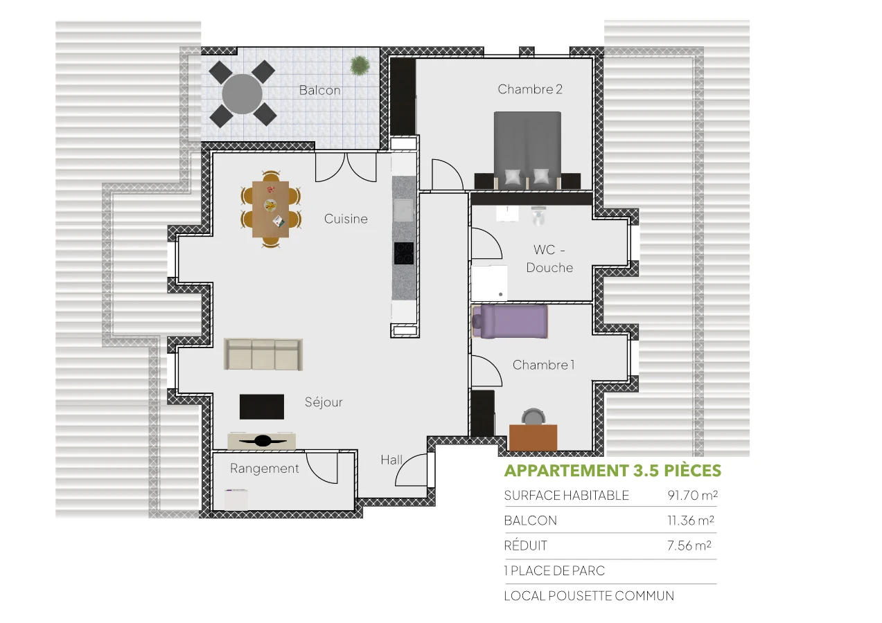 Plan 3.5 pièces / Combles
