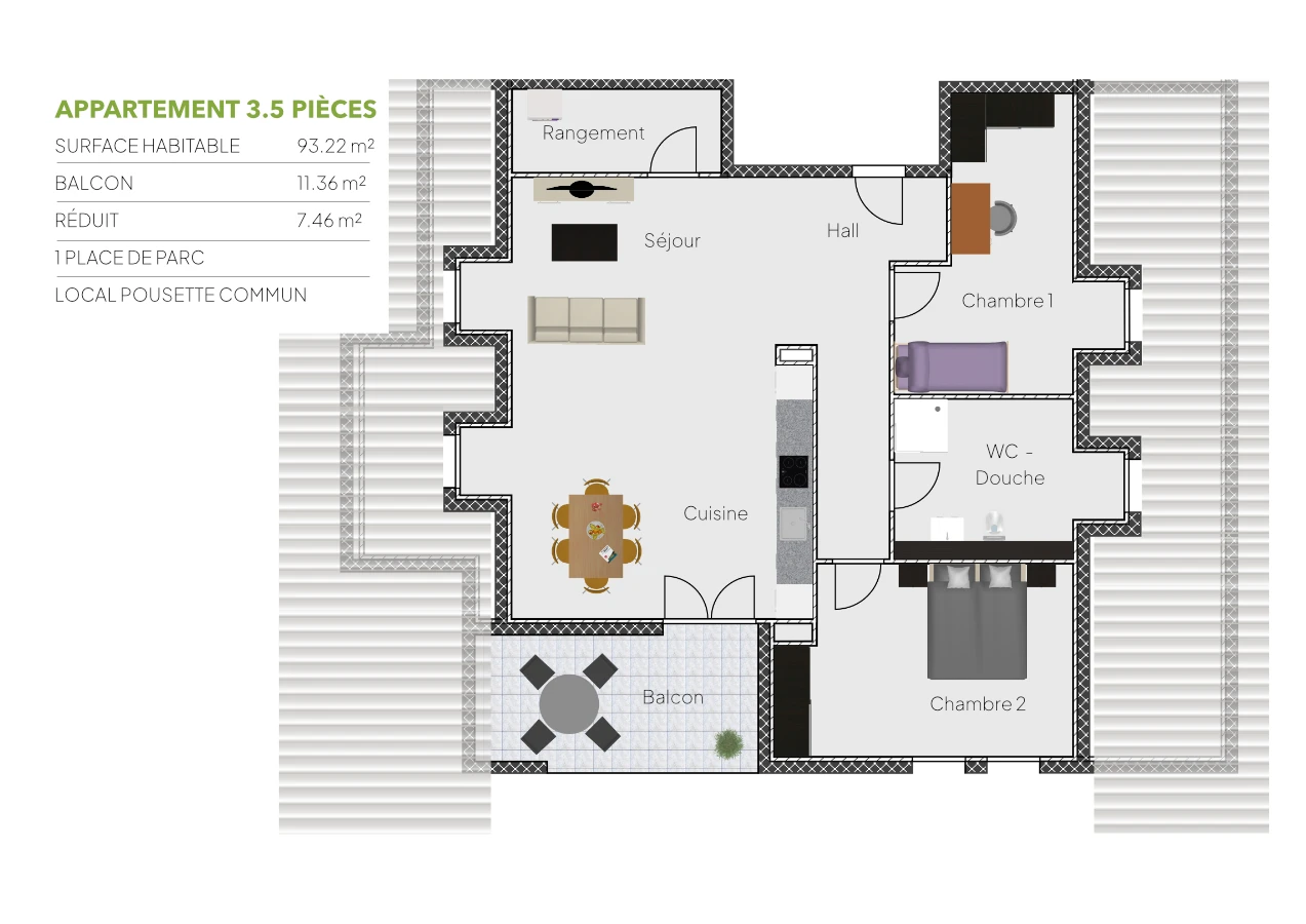 Plan 3.5 pièces / Combles